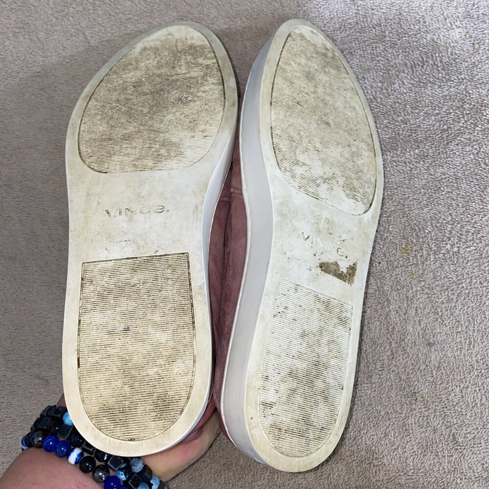 Vince Mauve Pink Suede Slip-On Sneakers Women’s 8.5 | Leather Lined Casual Flats - Picture 3 of 7